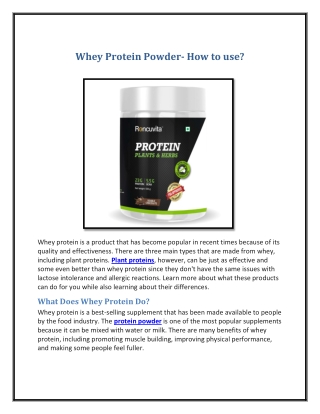 Whey Protein Powder- How to use?