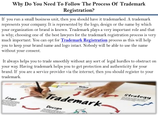 Why Do You Need To Follow The Process Of Trademark Registration?
