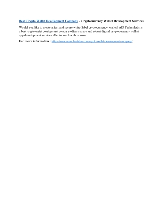 Crypto Wallet Development Company - Cryptocurrency Wallet Development Services