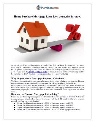Home Purchase Mortgage Rates look attractive for now.-Blog1