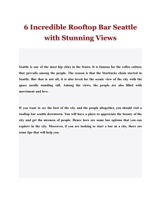6 Incredible Rooftop Bar Seattle with Stunning Views