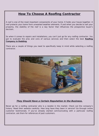 How To Choose A Roofing Contractor.