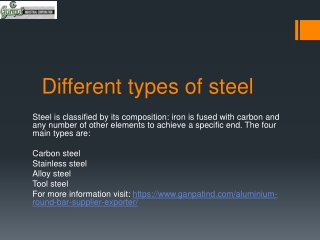 Different types of steel