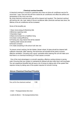Aircon Chemical Overhaul| Aircon Chemical Overhaul Price Singapore