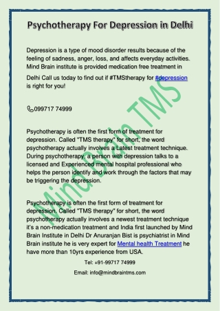 psychotherapy for depression