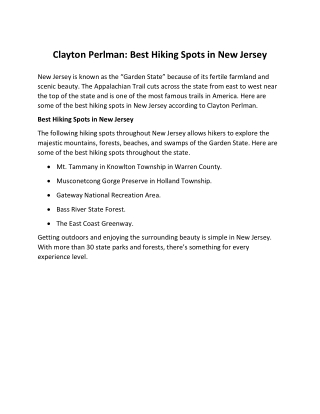 Clayton Perlman Best Hiking Spots in New Jersey