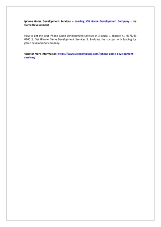 Iphone Game Development Services – Leading IOS Game Development Company