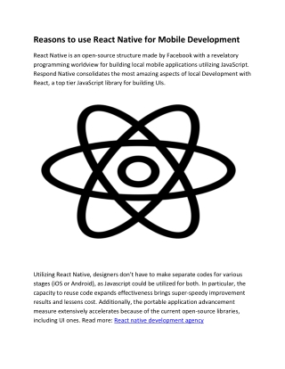 Reasons to use React Native for Mobile Development