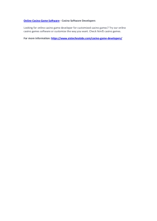 Online Casino Game Software - Casino Software Developers