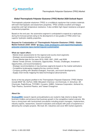 Thermoplastic Polyester Elastomer (TPEE) Market Forecasts to 2028