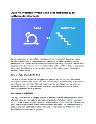 Agile Vs. Waterfall – The Battle of Best Methodology for Software Development