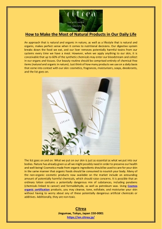 How to Make the Most of Natural Products in Our Daily Life