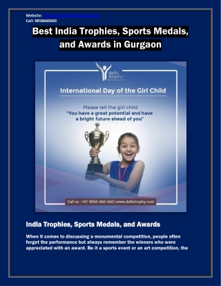 Find the Best India Trophies, Sports Medals, and Awards in Gurgaon