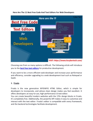 Here are the 11 best free code and text editors for web developers