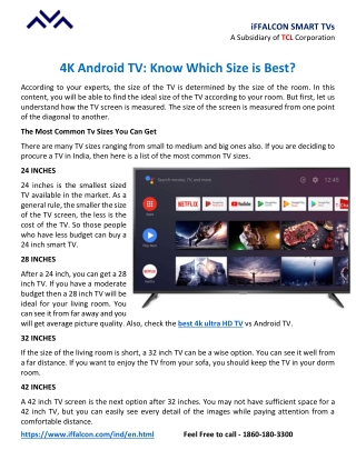 4K Android TV: Know Which Size is Best?