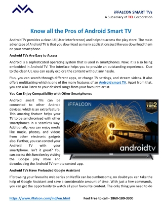 Know all the Pros of Android Smart TV