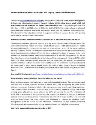 Connected Motorcycle Market – Analysis with Ongoing Trends & Market Revenue
