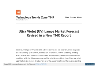 Ultra Violet (UV) Lamps Market Demand and Insights by 2027