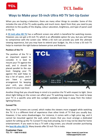 Ways to Make your 55 inch Ultra HD TV Set-Up Easier