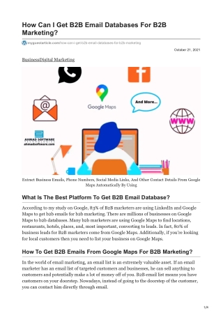 How Can I Get B2B Email Databases For B2B Marketing