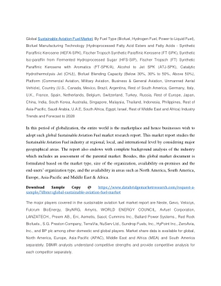 Sustainable Aviation Fuel Market