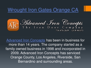 Wrought Iron Gates Orange CA