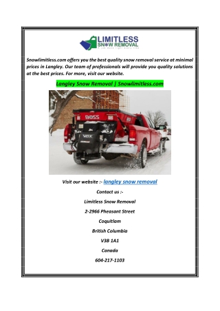 Langley Snow Removal  Snowlimitless.com