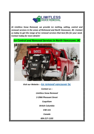 Ice Control and Removal Services in North Vancouver, BC