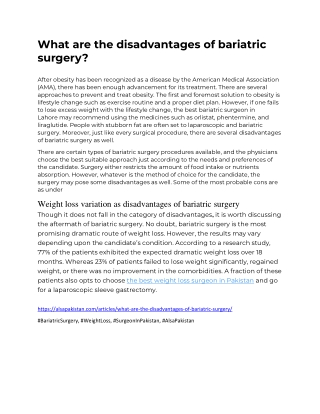 What are the disadvantages of bariatric surgery