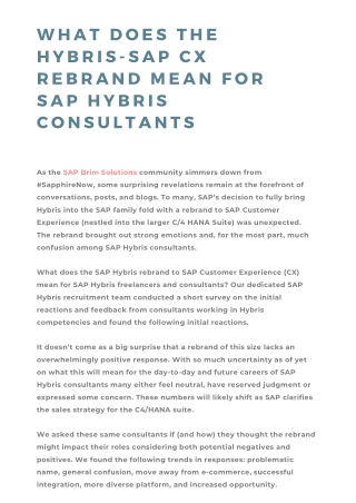 What Does the Hybris-SAP CX Rebrand Mean for SAP Hybris Consultants