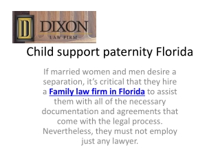 Child support paternity Florida