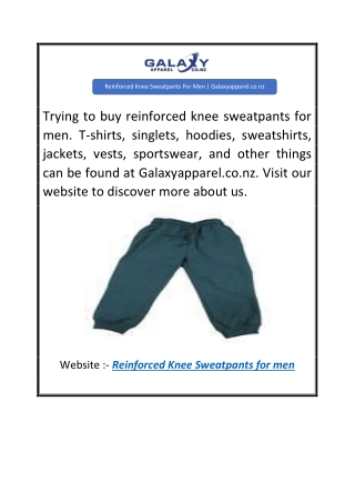 Reinforced Knee Sweatpants For Men  Galaxyapparel.co.nz