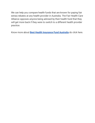 Best Health Insurance Fund Australia