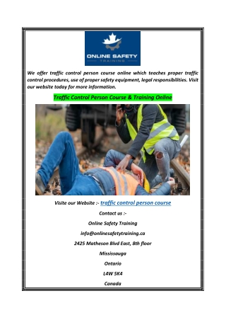 Traffic Control Person Course & Training Online