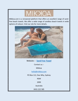 Sand Free Towel | Mikkoa.com