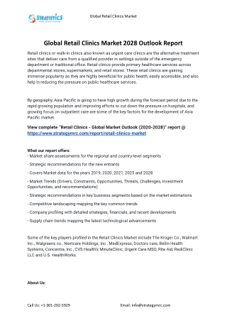 2021 Retail Clinics Market Global Analysis Report