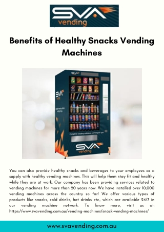 Benefits of Healthy Snacks Vending Machines
