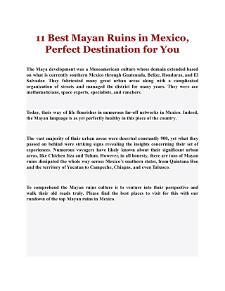 11 Best Mayan Ruins in Mexico, Perfect Destination for You