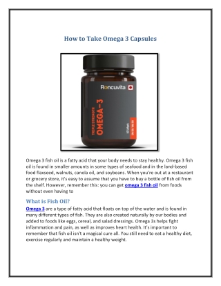 How to Take Omega 3 Capsules