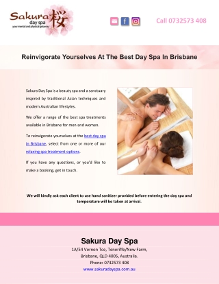 Reinvigorate Yourselves At The Best Day Spa In Brisbane