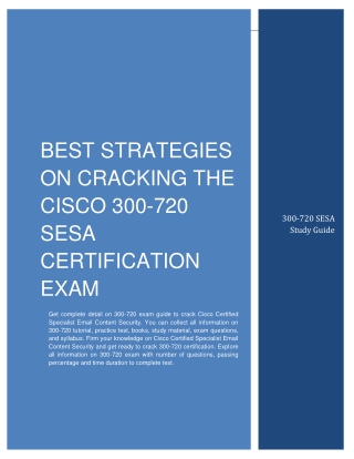 300-720 SESA: Best Strategies On Cracking Cisco CCNP Security 300-720 SESA Exam