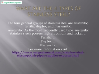 What are the 4 types of stainless steel