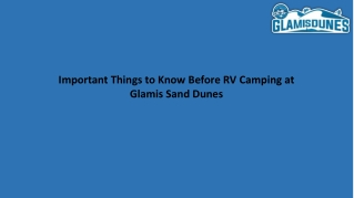 Important Things to Know Before RV Camping atGlamis Sand Dunes