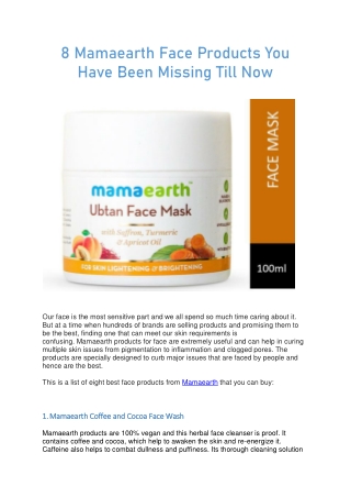 8 Mamaearth Face Products You  Have Been Missing Till Now