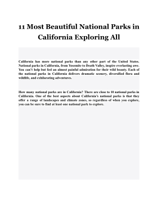 11 Most Beautiful National Parks in California Exploring All