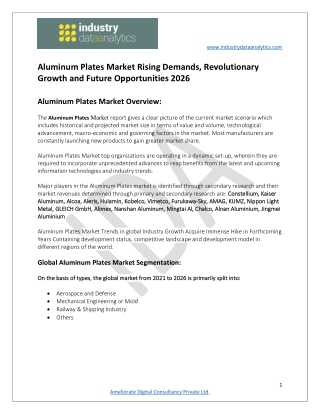 Aluminum Plates Market  Driving Growth and Opportunity Outlook 2021-2026