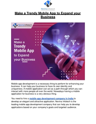 Make a Trendy Mobile App to Expand your Business