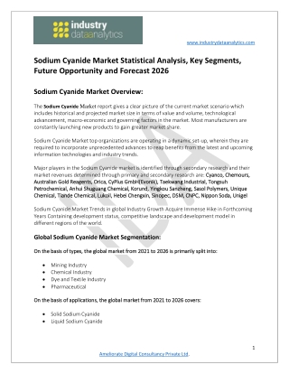 Sodium Cyanide Market Growth Analysis, Business Opportunities 2021