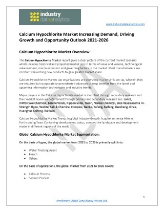 Calcium Hypochlorite Market  Global Trends, Growth Analysis 2021
