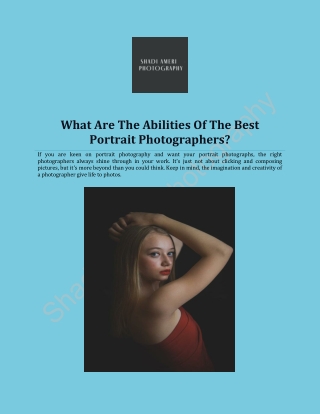 What Are The Abilities Of The Best Portrait Photographers?